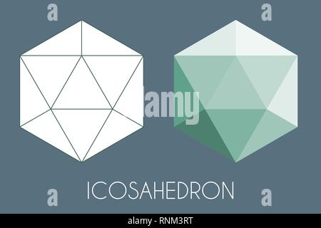 Icosahedron Platonic solid. Sacred geometry vector illustration Stock Vector