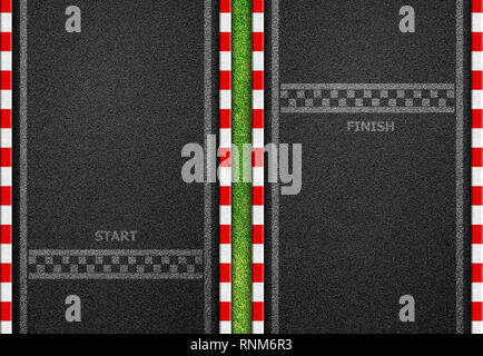 Start and Finish line racing background top view Stock Photo