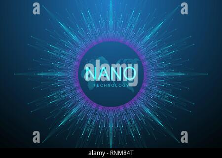 Nano technologies abstract background. Cyber technology concept. Artificial Intelligence, virtual reality, bionics, robotics, global network Stock Vector