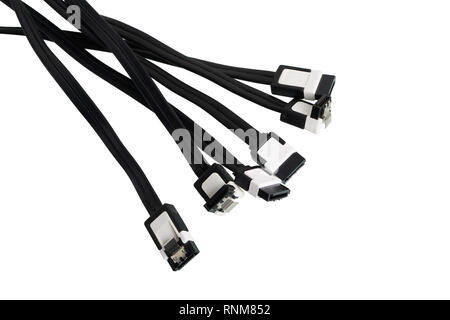 SATA (Serial AT Attachment, Serial ATA) cables, computer bus interface to connect mass storage devices Stock Photo