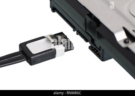 close-up of SATA (Serial AT Attachment, Serial ATA) terminal, computer bus interface to connect mass storage devices Stock Photo