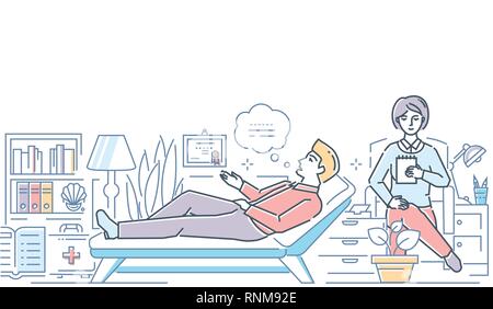 Psychologist - modern line design style colorful illustration Stock Vector