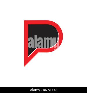 letter p 3d simple logo vector Stock Vector