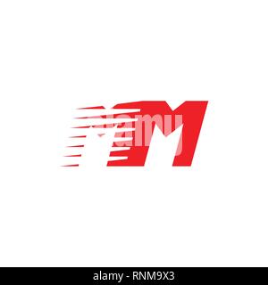 letter m movement fast geometric logo Stock Vector