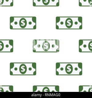 vector seamless pattern of paper dollar symbol on white background Stock Vector