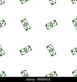 vector seamless pattern of paper dollar symbol on white background Stock Vector