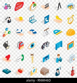 Hard work icons set, isometric style Stock Vector