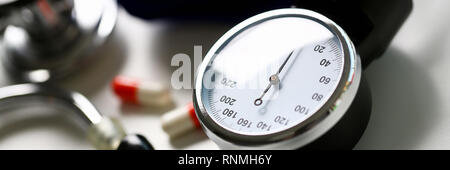 Device for measuring blood pressure in doctor Stock Photo