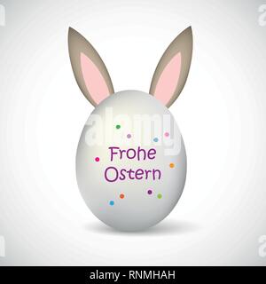 white single egg with bunny ears and happy easter typography on white background vector illustration EPS10 Stock Vector