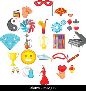 Headship icons set, cartoon style Stock Vector