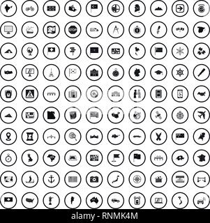 100 cartography icons set, simple style  Stock Vector