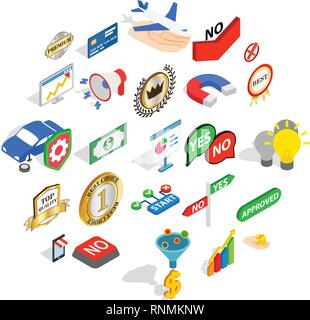 Mastery icons set, isometric style Stock Vector