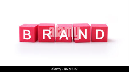 Brand word on red color cubes Stock Photo