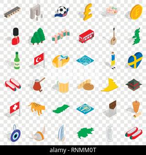 Around the world icons set, isometric style Stock Vector