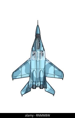 Modern Russian jet fighter aircraft. Vector draw Stock Vector