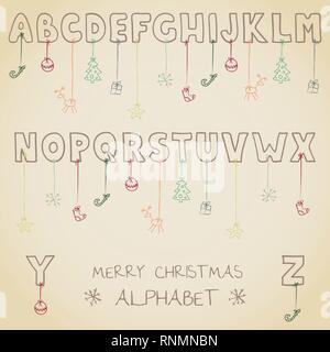 funny christmas alphabet Stock Vector