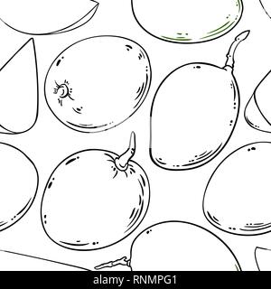 mango vector pattern on white background Stock Vector