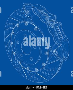 Brake disc outline. Vector rendering of 3d Stock Vector