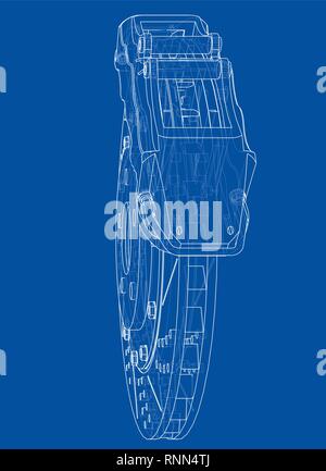 Brake disc outline. Vector rendering of 3d Stock Vector