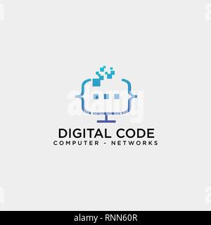 code programming monitor simple logo template vector illustration icon element isolated - vector Stock Vector
