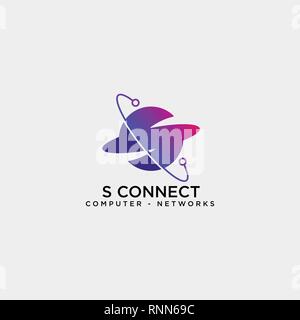 letter s digital globe network logo template vector illustration icon element isolated - vector Stock Vector