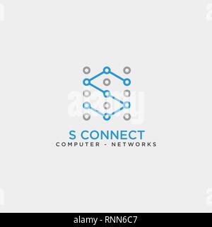 letter s digital technology network logo template vector illustration icon element isolated - vector Stock Vector