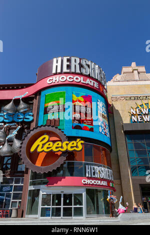 Entrance to Hershey's Chocolate World, part of the New York New York The Strip, Las Vegas, Nevada, United States. Stock Photo