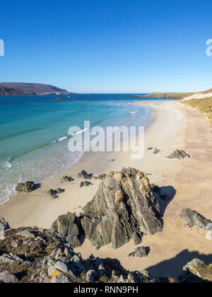 The beach and dunes at An Fharaid, Balnakeil Bay near Durness, Sutherland, Scotland Stock Photo