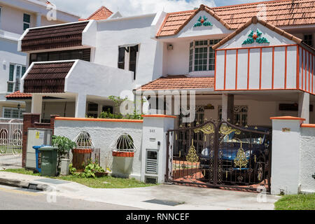 Middle-class Houses, Joo Chiat District, Singapore. Stock Photo