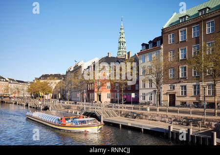 Copenhagen, Denmark - October 22, 2018: City boat tours provide a great way to explore the city. Stock Photo