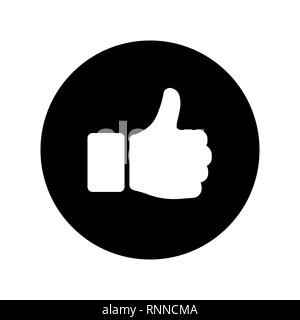 Hand thumb up icon on black circle Yes symbol Stock Vector Image