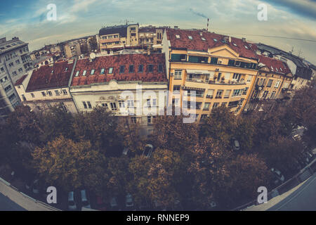 Belgrade Cityscape, Serbia. Balcony View Of Old Town With Colorful 