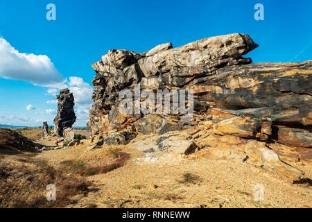 Rock formation, Teufelsmauer nature reserve, near Weddersleben, Harz, Saxony-Anhalt, Germany Stock Photo