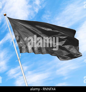 Premium Photo  Blank black flag waving in the wind with copyspace for your  logo or text isolated on light grey background 3d rendering mock up