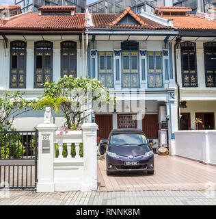 Singapore.  Emerald Hill Road Early Twentieth Century Chinese Houses. Stock Photo