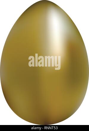 3d realistic golden egg. Easter egg vector illustration on isolated background. Stock Vector