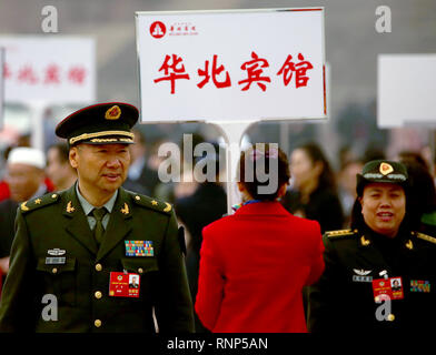 Beijing, China. 3rd Mar, 2018. Chinese military delegates attend the 1st session of the 13th Chinese People's Political Consultative Conference (CPPCC) in the Great Hall of the People in Beijing on March 3, 2018. The annual 'rubber-stamp' congress is held to support the Communist Party's hold on politics and policies. China has expressed 'grave concern' about a U.S. trade policy that pledges to pressure Beijing on steel and aluminum tariffs. Credit: Todd Lee/ZUMA Wire/ZUMAPRESS.com/Alamy Live News Stock Photo