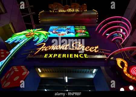 Neon neon signs at the Fremont Street Experience in old Las Vegas, night scene, Downtown, Las Vegas, Nevada, USA, North America Stock Photo