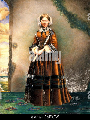 Florence Nightingale (1820-1910), English social reformer, statistician and the founder of modern nursing, portrait painting, 19th Century Stock Photo