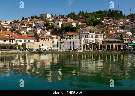 Ohrid harbour, Lake Ohrid, Macedonia Stock Photo