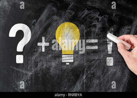 finding solution for problem and innovation concept on blackboard Stock Photo