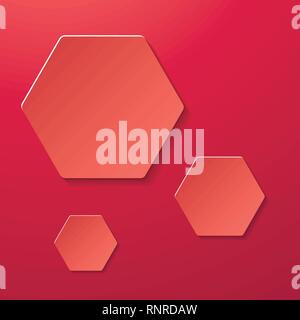 Elegant vector collage with three hexagonal paper plates in trendy color. Stock Vector