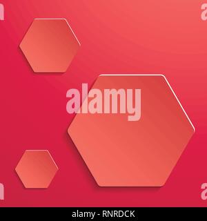 Elegant vector collage with hexagons in modern style and trendy coral color. Stock Vector