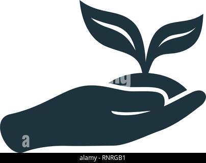 Silhouette sprout in a hand Stock Vector
