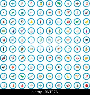 100 asia icons set, isometric 3d style Stock Vector