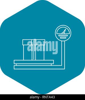 Scales for weighing with box icon, outline style Stock Vector