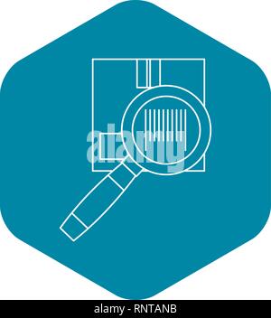 Cardboard box and magnifying glass icon Stock Vector