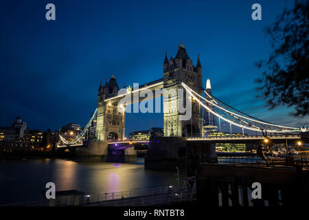 London / England - August 23 2018: Long exposure of the Tames River and London Bridge Stock Photo
