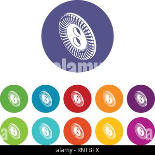 Flower clothes button icons set vector color Stock Vector