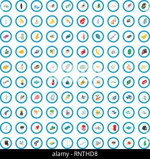 100 auto icons set, isometric 3d style Stock Vector